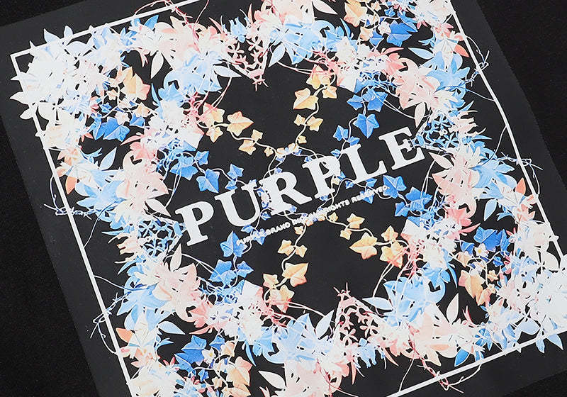 Purple Brand Logo Pattern Print T-Shirt