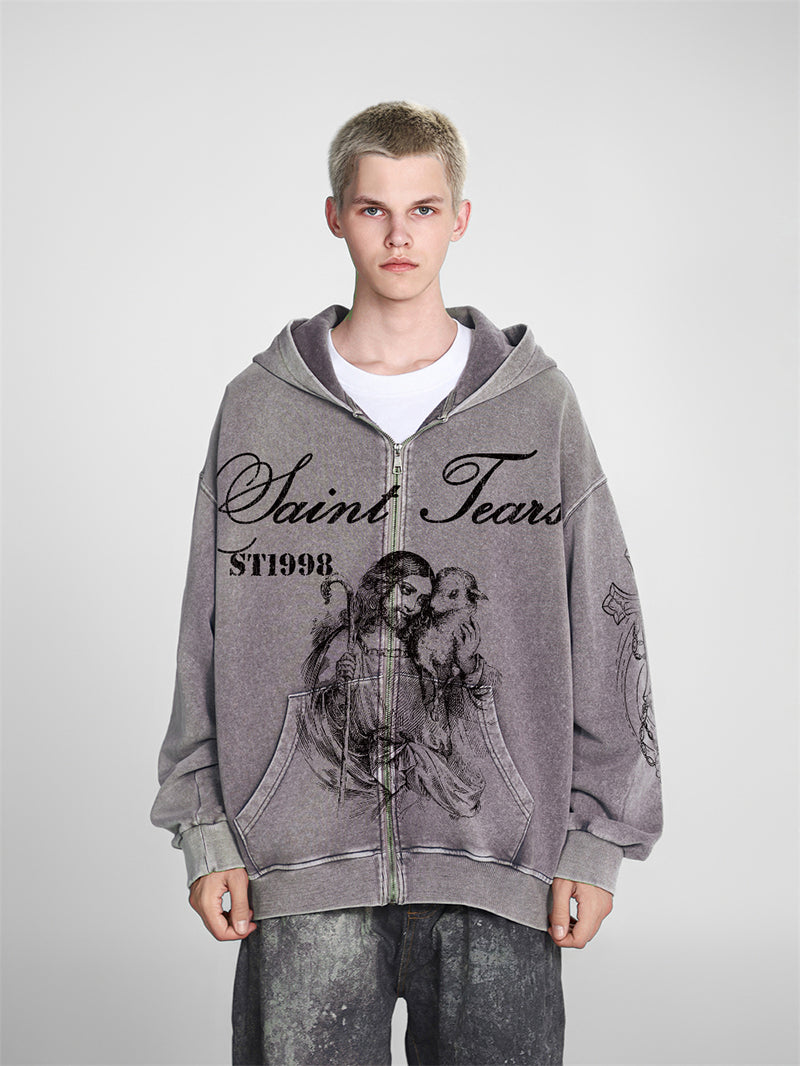 Saint Michael Tears Printed Hoodie