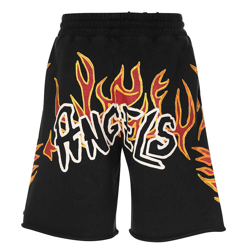 PALM ANGELS GARMENT DYE GRAFFITI FLAMES SWEATSHORTS