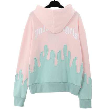 Palm Angels Layered Flames Drawstring Hoodie