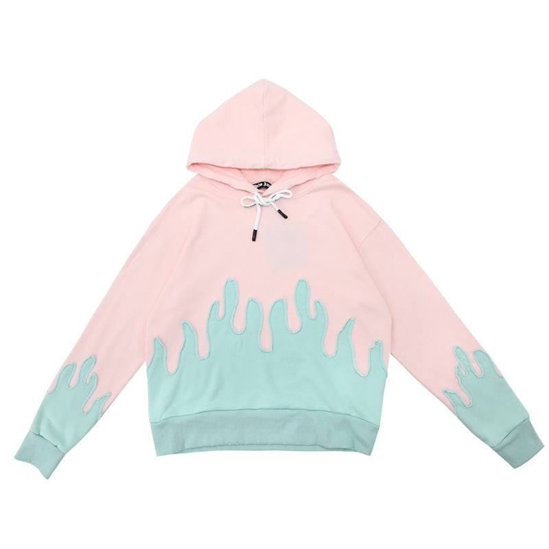 Palm Angels Layered Flames Drawstring Hoodie