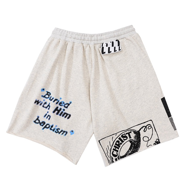 RRR123 x FOG Branded Letter Print Drawstring Loose Short