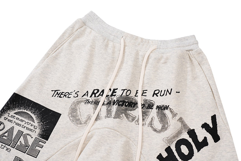 RRR123 x FOG Branded Letter Print Drawstring Loose Short