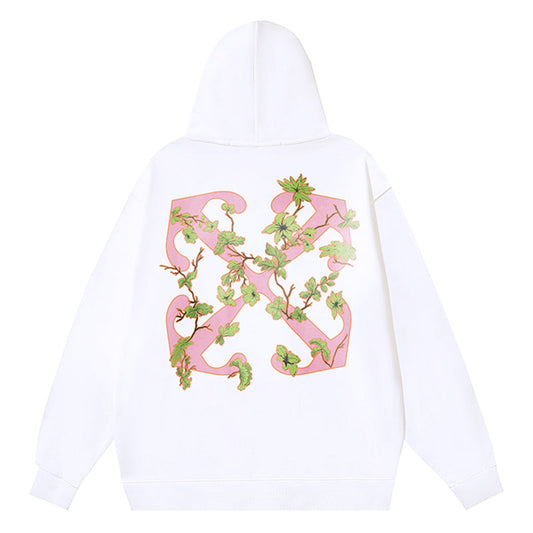 Off White Ramage Flower Arrow Drawstring Hoodie