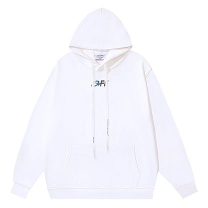 Off White Logo Embroidered Drawstring Hoodie