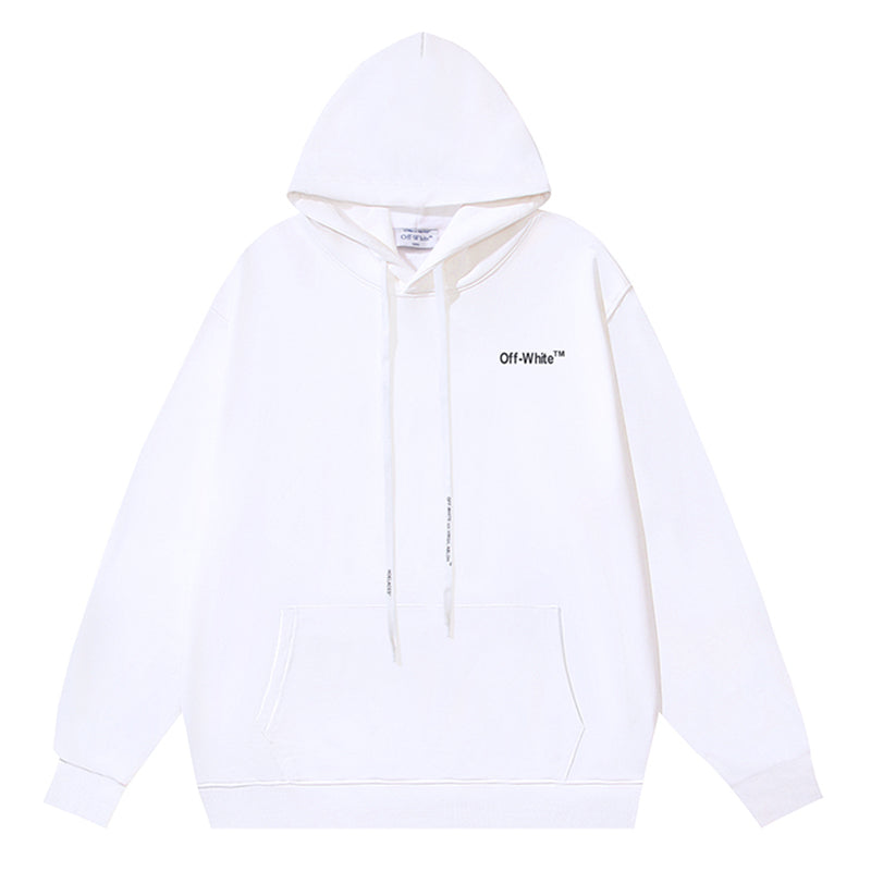 Off White Cotton Arrow Skate Hoodie