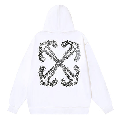 Off White Cotton Arrow Skate Hoodie