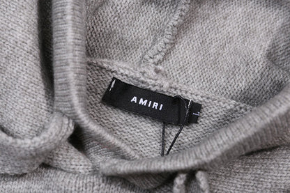 AMIRI Grey Core Knitted Sweater Hoodie