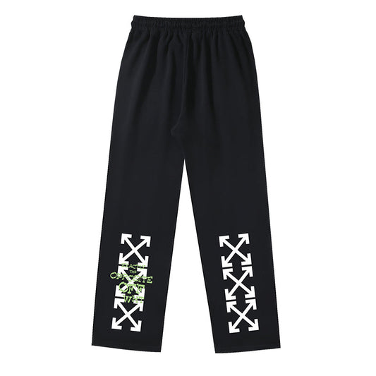 Off White Arrow Printed Trousers Straight Loose Casual Pants #1072