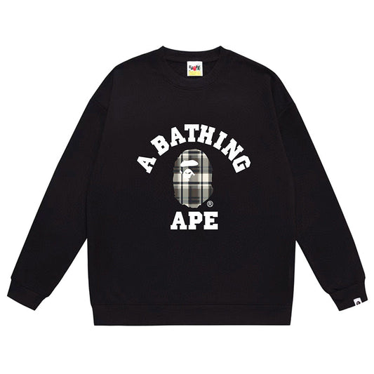 BAPE Ape Head Plaid Pattern Print Sweatshirt