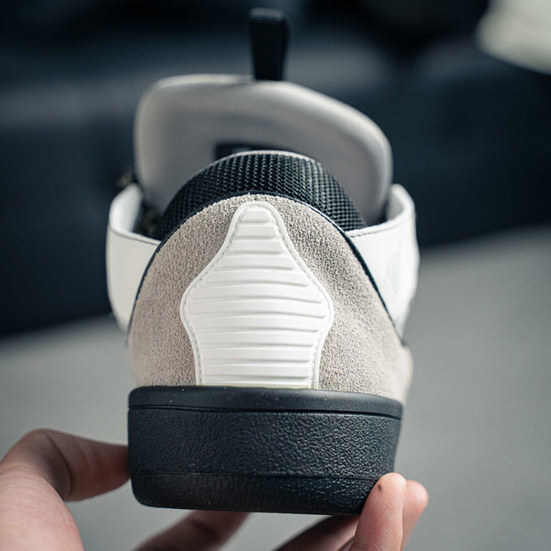 Lanvin Leather Curb Sneaker White & Grey