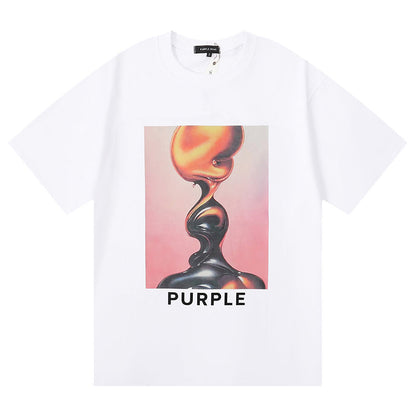 Purple Brand Logo Pattern Print T-Shirt