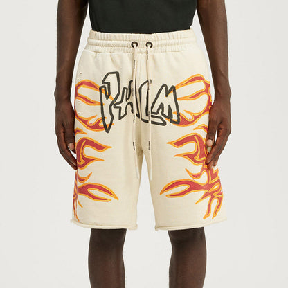 PALM ANGELS GARMENT DYE GRAFFITI FLAMES SWEATSHORTS