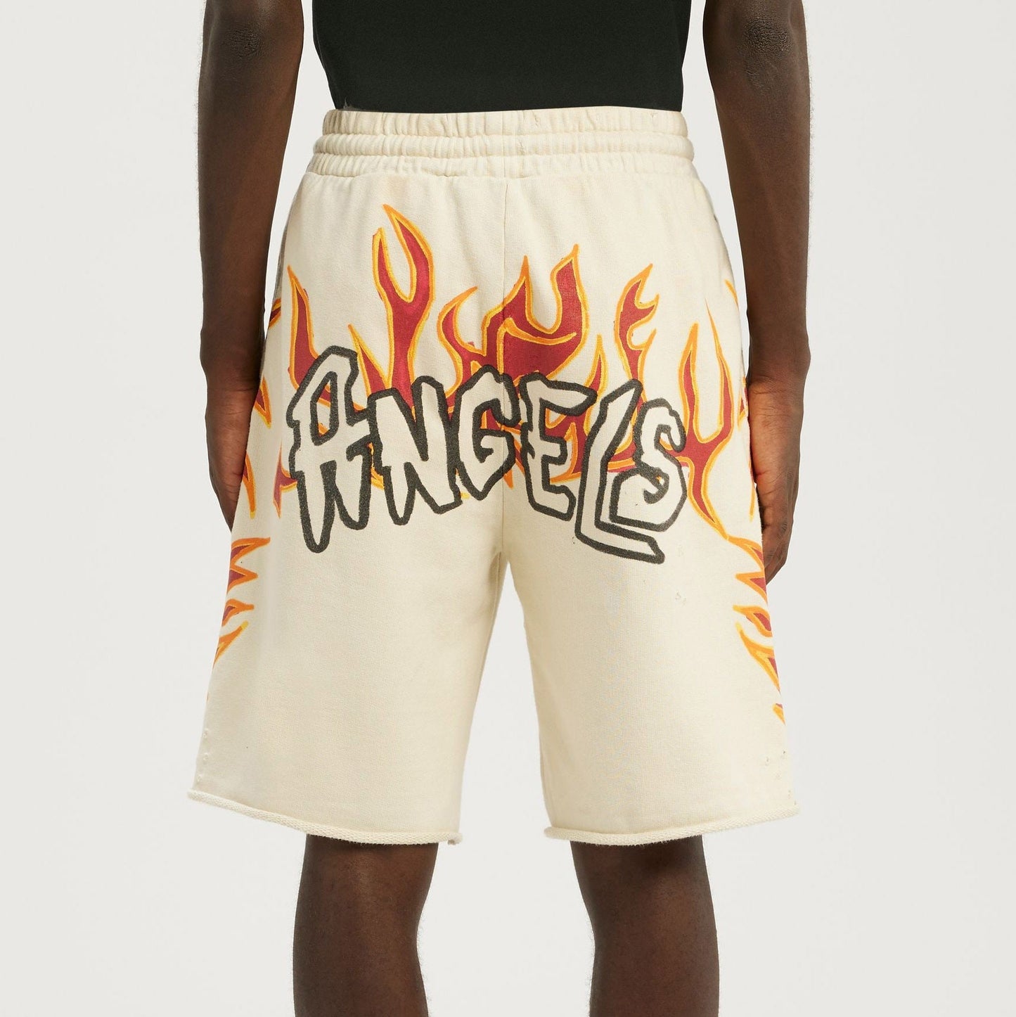 PALM ANGELS GARMENT DYE GRAFFITI FLAMES SWEATSHORTS