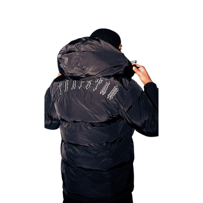 TRAPSTAR IRONGATE DETACHABLE HOODED PUFFER JACKET - BLACK