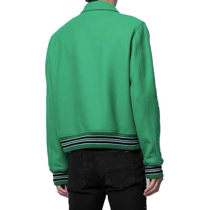 AMIRI thickened loose bomber baseball jacket Green