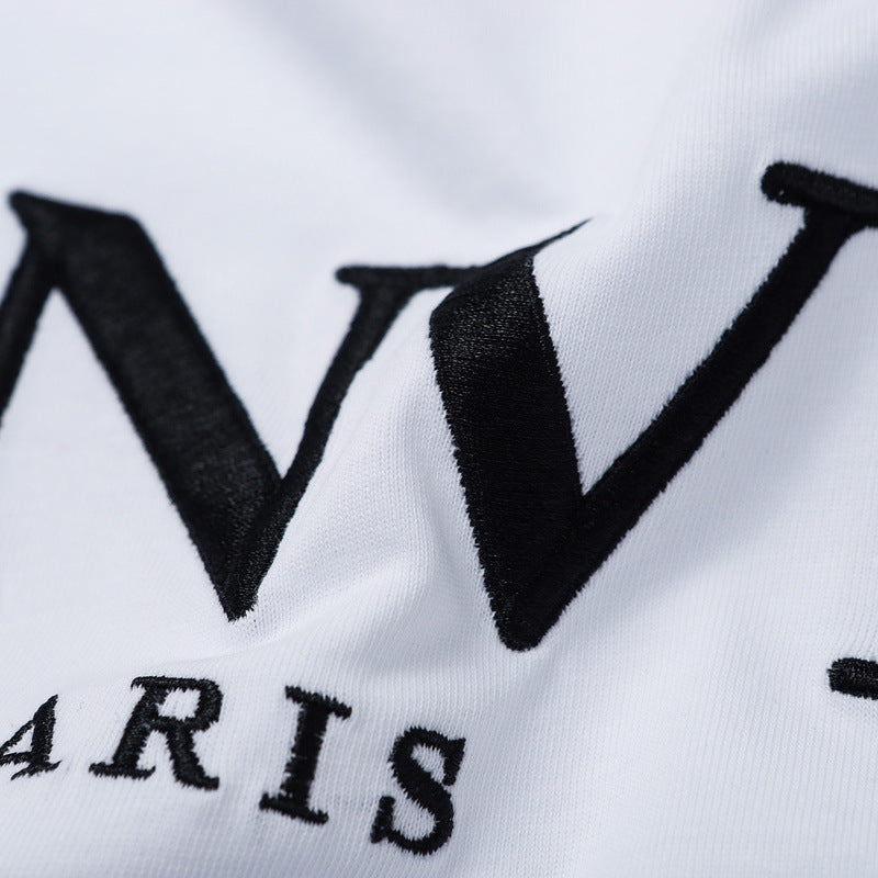 LANVIN Letter Embroidery T-Shirt Whtie