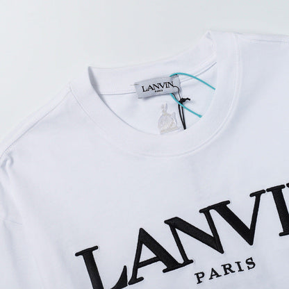 LANVIN Letter Embroidery T-Shirt Whtie