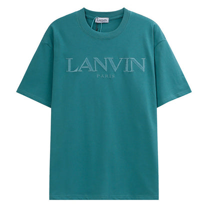 LANVIN Letter Embroidery Logo T-Shirt Green