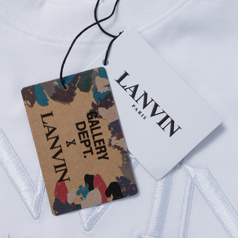 LANVIN Letter Embroidery Logo T-Shirt White