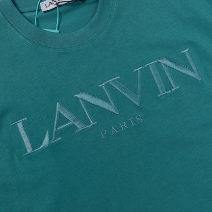 LANVIN Letter Embroidery Logo T-Shirt Green