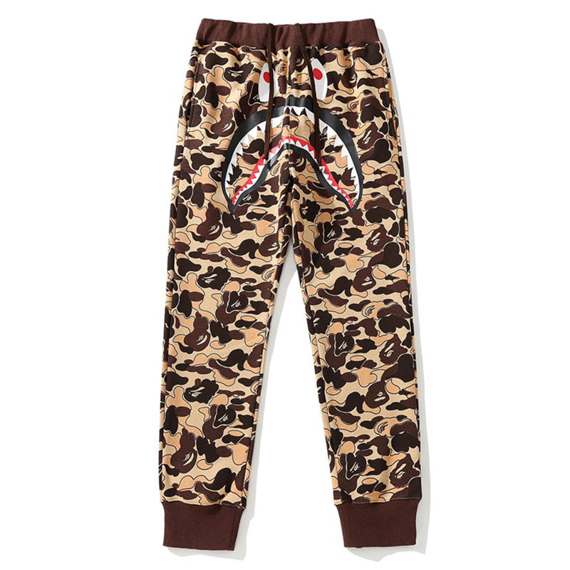 BAPE Camouflage shark head print pants