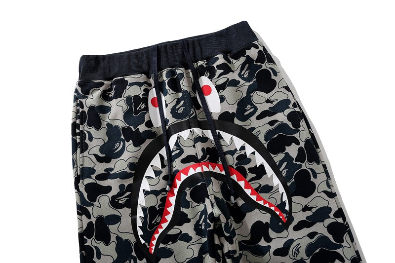 BAPE Camouflage shark head print pants