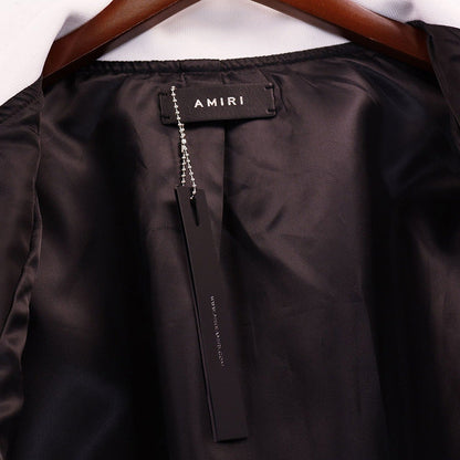 AMIRI Logo-Embroidered Appliquéd Satin-Twill Bomber Jacket