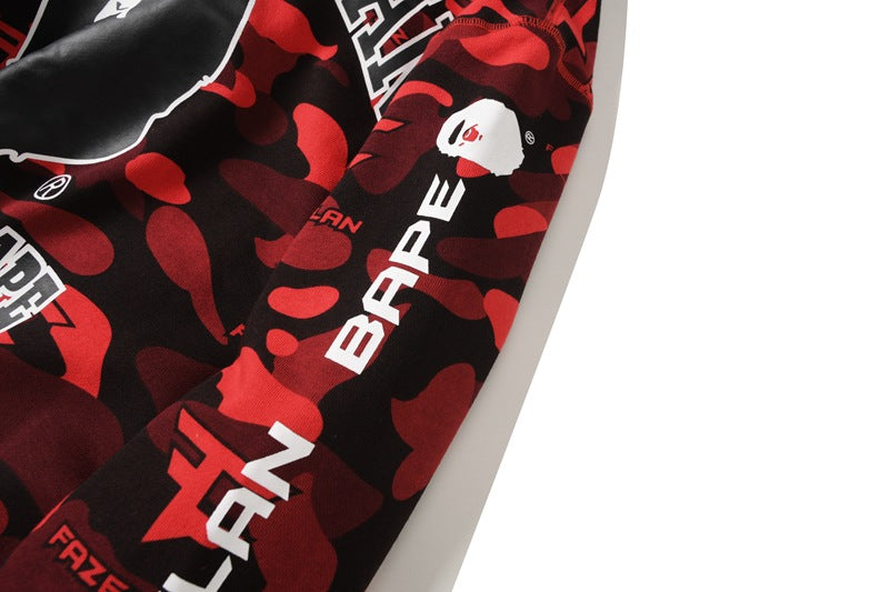 BAPE Red Camo Ape Head Hoodie