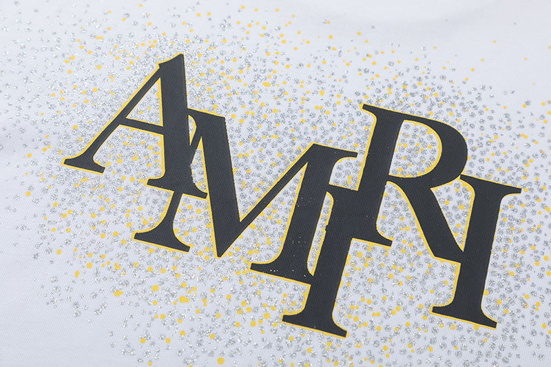 AMIRI  Crystal Embellished Champagne Logo T-Shirts