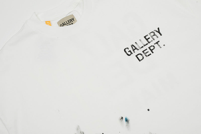 Gallery Dept. Paint-Splattered Logo-Print Cotton-Jersey T-Shirt