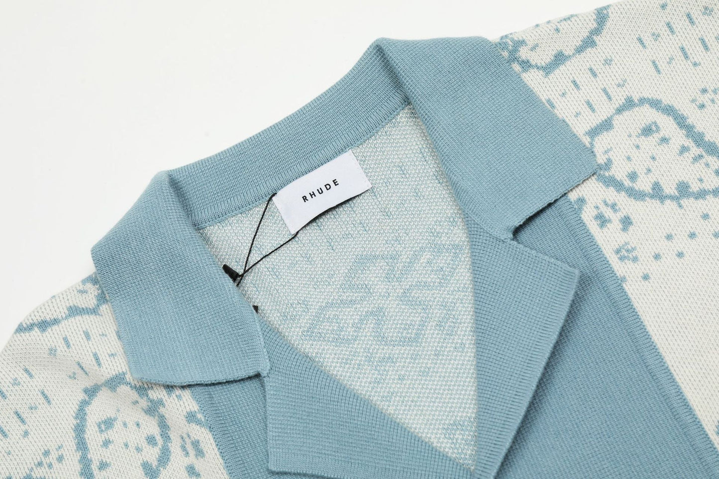 Rhude Banco Knit Shirt 'Stone Blue/Ivory'