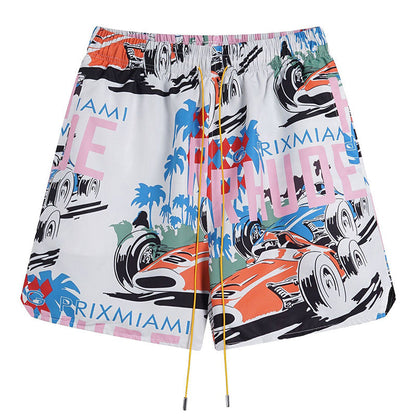 RHUDE X WEBSTER MIAMI RACING LINEN GRAND PRIX BUTTON UP Shorts