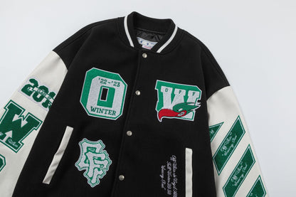 OFF WHITE Embr Patches embroidered varsity Jacket