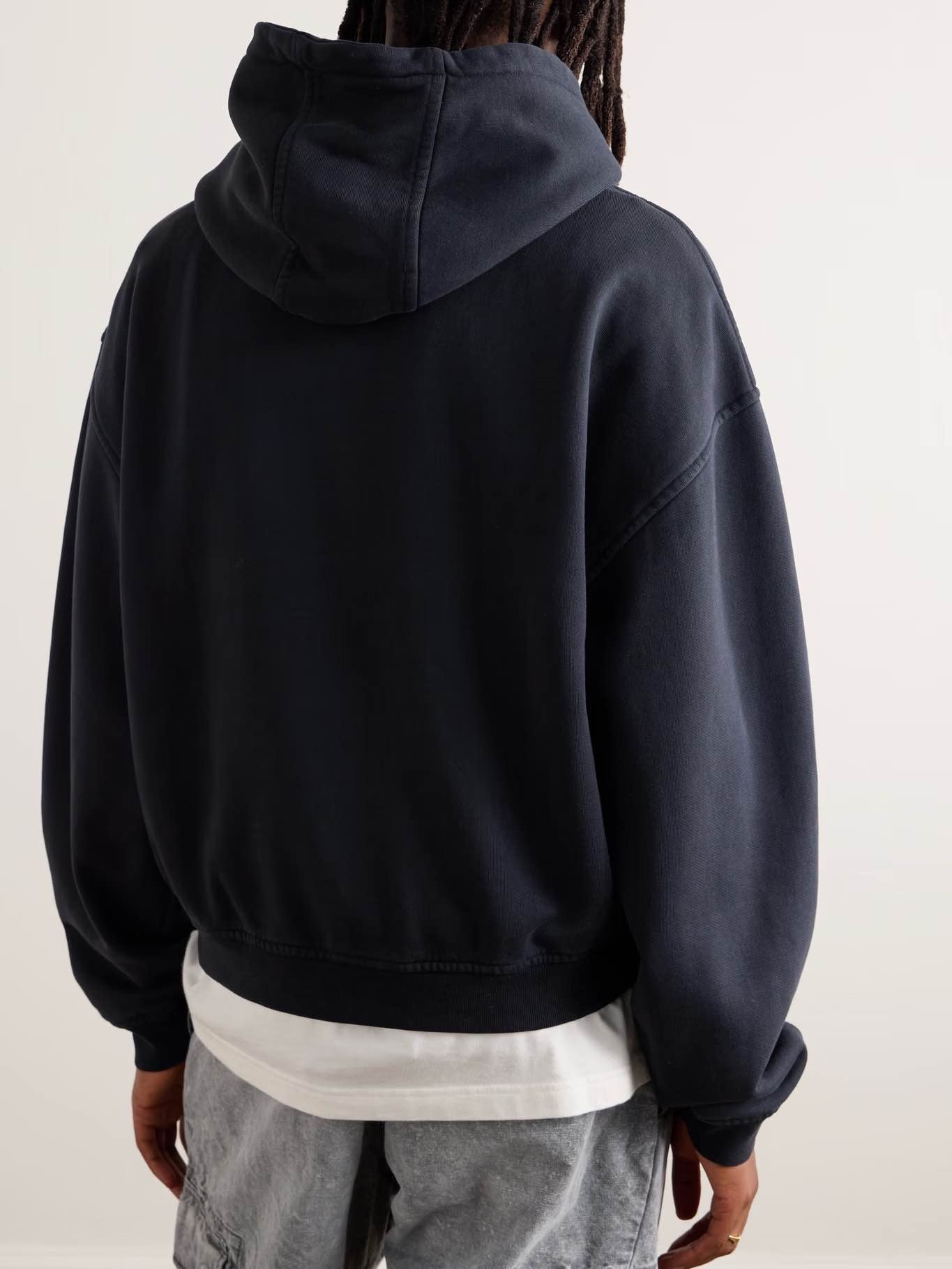 RHUDE LOGO PRINT COTTON JERSEY HOODIE