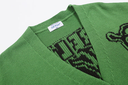 OFF WHITE Logo-Intarsia Cotton-Blend Cardigan