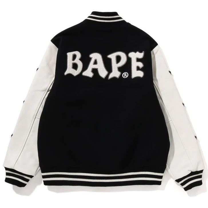 BAPE Leather Long Sleeve Baseball Jacket