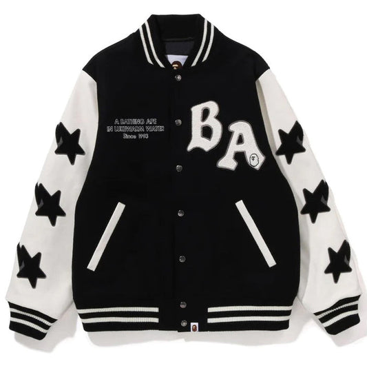 BAPE Leather Long Sleeve Baseball Jacket