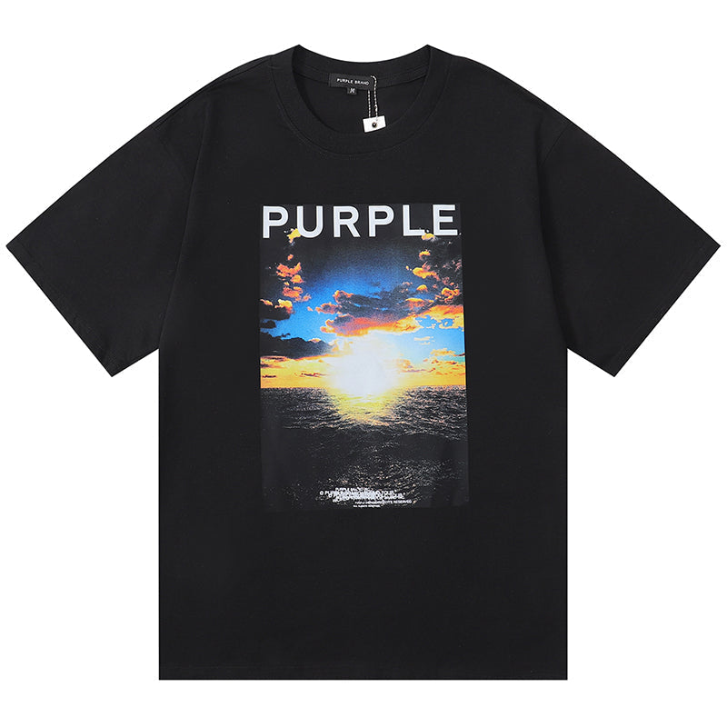 Purple Brand Sunrise At Sea Print T-Shirt