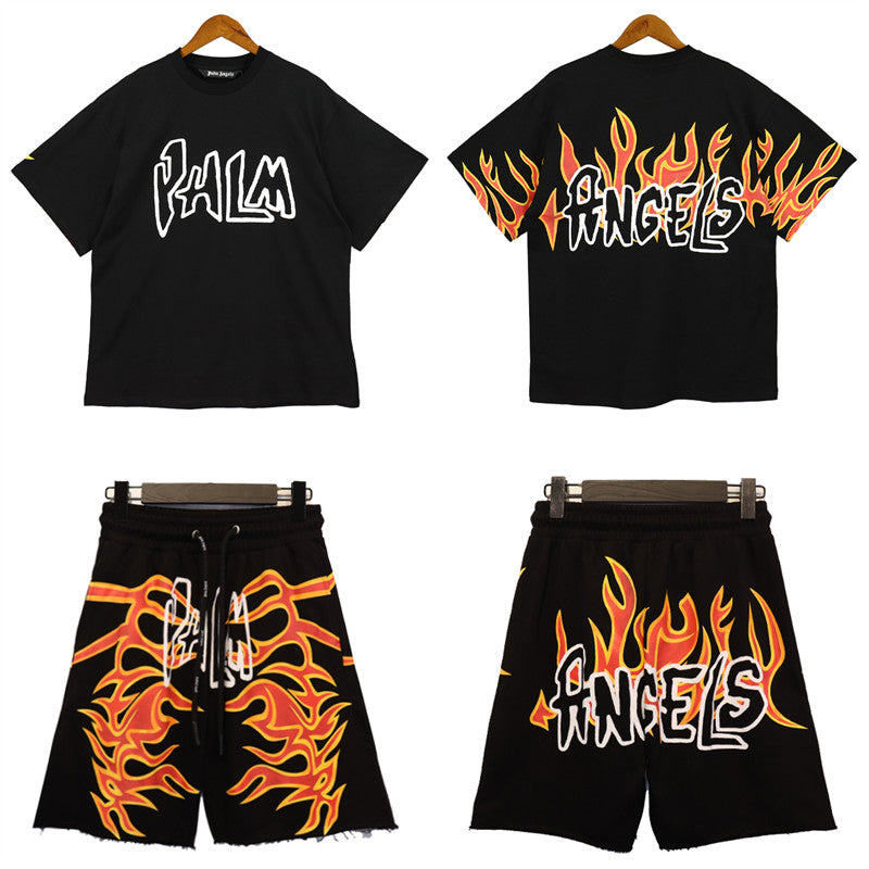 Palm Angels Garment Dye Graffiti Flames Tee