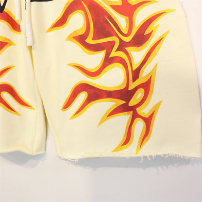 PALM ANGELS GARMENT DYE GRAFFITI FLAMES SWEATSHORTS