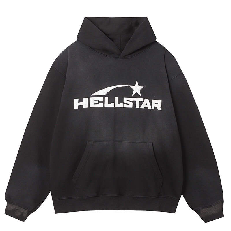 Hellstar Basic Letter Print Casual Hoodie Black