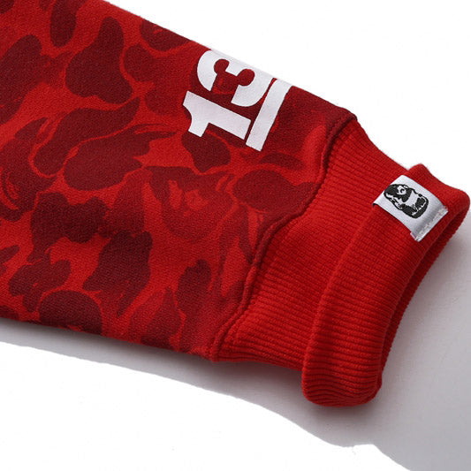 Bape red shark full zip hoodie