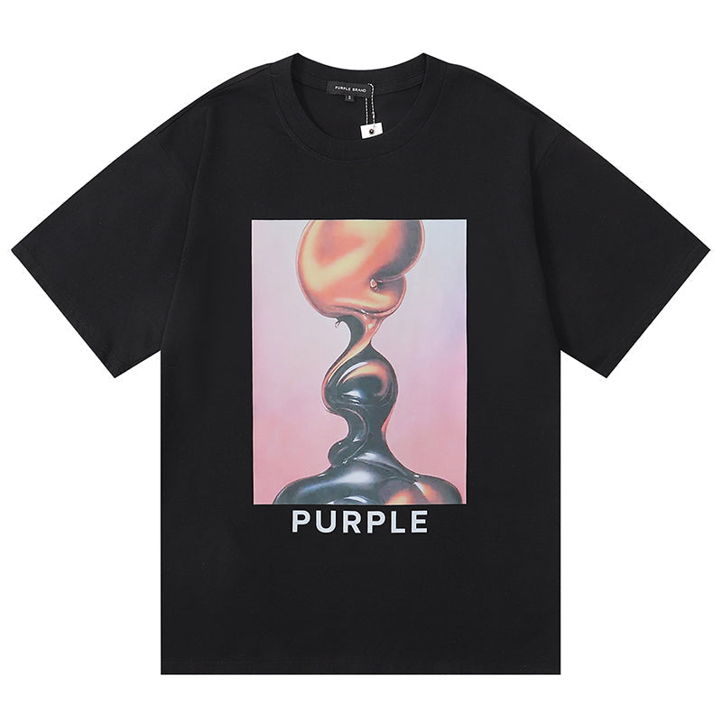 Purple Brand Logo Pattern Print T-Shirt