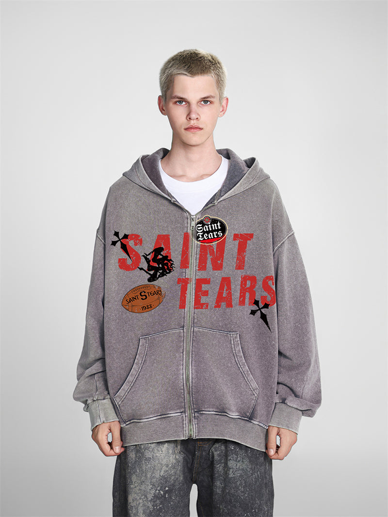 Saint Michael Tears Printed Hoodie