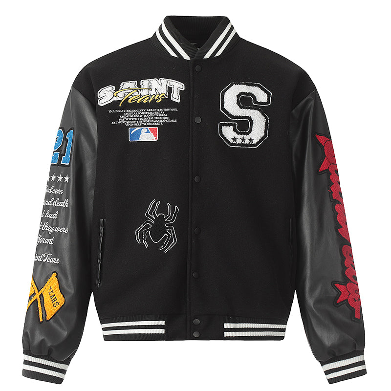 Saint Michael Tears Baseball Jacket