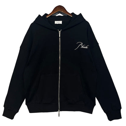 RHUDE Logo-Embroidered Zip Up Hoodie