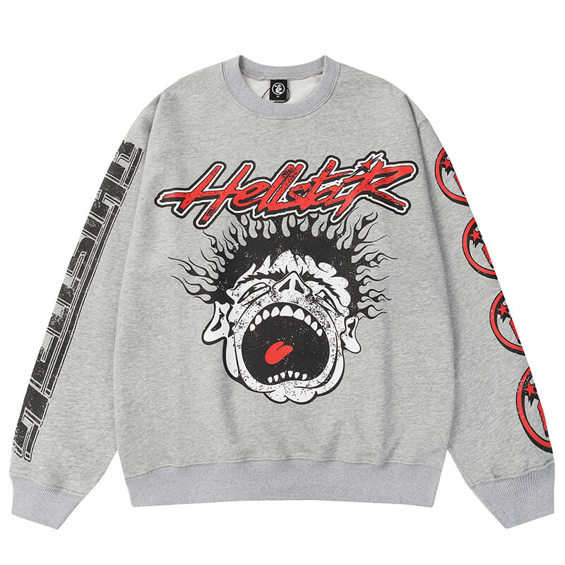 Hellstar Studios 'Records' Crewneck Sweatshirt Heather Grey