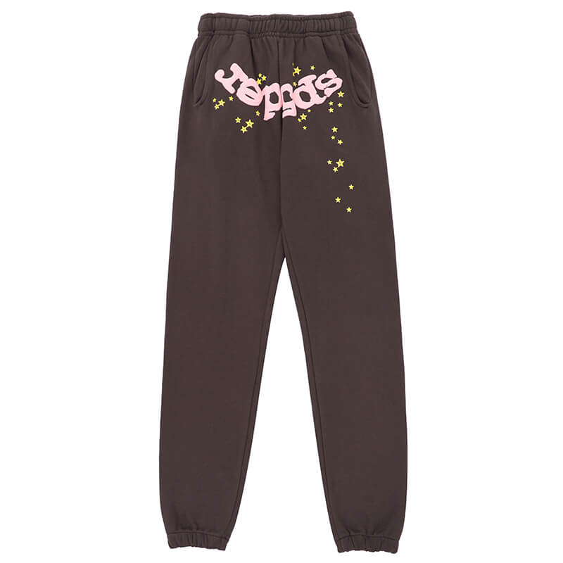 Sp5der Classic Flame Logo Graffiti Pant-Brown #146