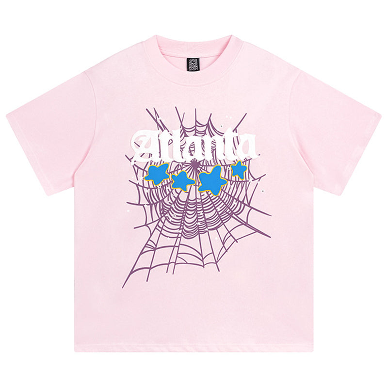 Sp5der Atlanta Print T-Shirt Pink